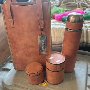Lincoln's Leather Thermos and Container Set